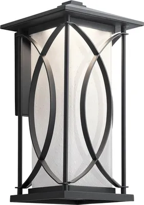 Produktbild von Außenwandleuchte Glas Aluminium E27 IP44 H: 46,4 cm Schwarz Weiß eckig Vintage