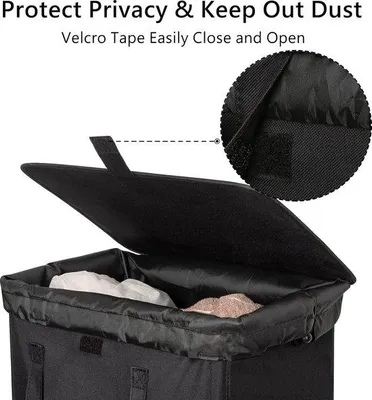Image de Panier à linge pliable 100 L, noir, 2 sacs intérieurs amovibles, poignées