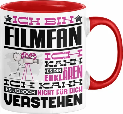 Produktbild von Filmfan Geschenk Kaffee-Tasse Geschenkidee für Filmfan Ich Bin Filmfan Ich Kann Es Dir Erklären Jedoch Nicht Für Dich Verstehen Spruch Lustig (Rot)