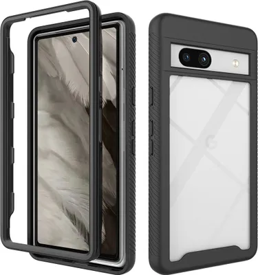 Produktbild von Google Pixel 7A Hülle, Hybrid Transparente Rückseite TPU Bumper Stoßfest Schutzhülle für Google Pixel 7A Schwarz