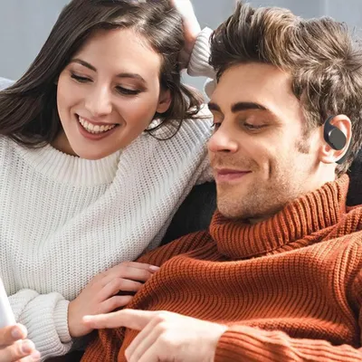 Produktbild von Offene Bluetooth-Kopfhörer mit Luftleitung für Kinder und Erwachsene, schwarz