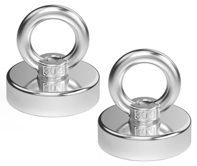 2 Neodym-Magnete 48 mm, 100 kg Zugkraft, für Magnetangeln