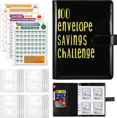 Produktbild von 100 Envelope Saving Challenge A5 Sparbuch Budgetplaner mit Umschläge & Stift