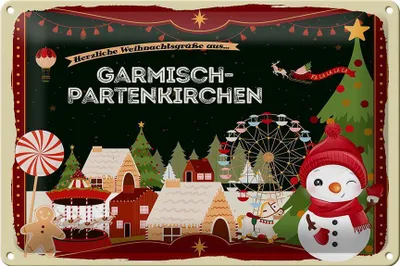 Produktbild von Blechschild Weihnachten Grüße GARMISCH-PARTENKIRCHEN 30x20cm