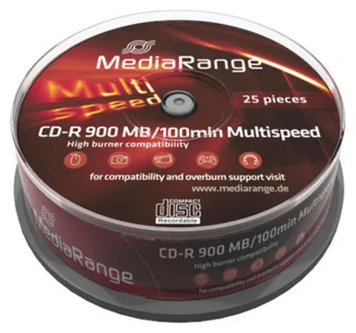 Immagine prodotto di CD-R grezzi MediaRange CD-R, 900MB, 48x, 25x fuso