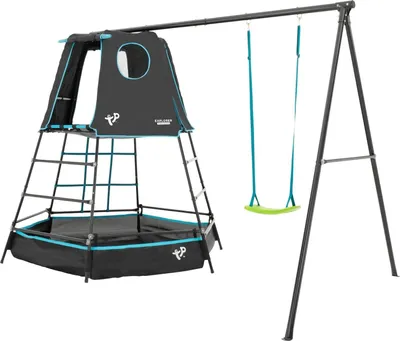 Image de Aire de jeux métal  EXPLORER TOUR - tapis explorer - balançoire - piscine à balles -kit d'ancrage h201 cm