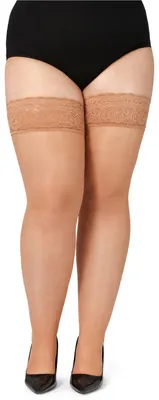Produktbild von Bellivalini Damen halterlose Strümpfe mit Spitze Plus Size 20 DEN BLV-1126 (Amber, 4XL)