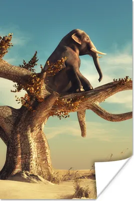 Produktbild von MuchoWow® Poster Elefant - Baum - Natur - Wüste 20x30 cm - Papierdruck