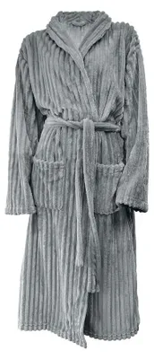 Produktbild von Eleganzzz Teddy Rippfleece Bademantel – dunkelgrau - L