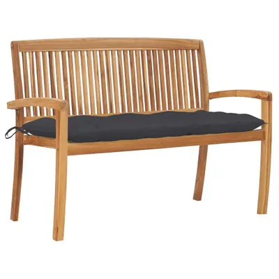 Produktbild von Stapelbare Gartenbank mit Auflage 128,5 cm Massivholz Teak