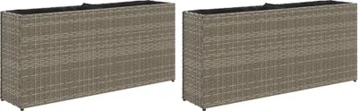 Immagine prodotto di vidaXL Fioriera con 2 vasi 2 pz. Grigio 90x20x40 cm Poly Rattan