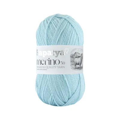 Produktbild von Wolle1000 Papatya Merino50 - Farbe 5140 Hellblau - 100g - Wollgemisch in tollen Farben
