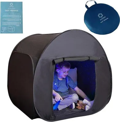 Immagine prodotto di Sviluppo sensomotorio per bambini - Strumento di supporto per autismo, ADHD, ansia - Grotta pop-up buia per bambini autistici - A casa o a scuola - Versione piccola e portatile