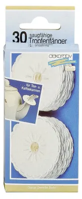 Tropfenfänger aus Papier, saugfähig, Ø 5 cm, 30 Stück, weiß