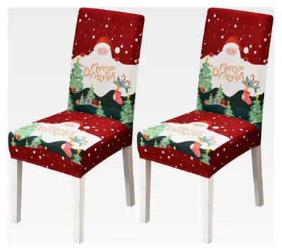 Produktbild von Stuhlhussen 2er Set Stretch für Esszimmerstühle, abnehmbare und waschbare Überzüge für Stühle, geeignet für Esszimmer, Küche, Restaurant (Weihnachten)