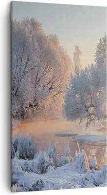 Produktbild von Bild auf Leinwand - Leinwandbild - Winter Schnee Fluss - 45x80cm - Wand Bild - Wanddeko - Wandbilder - Leinwanddruck - Bilder - Kunstdruck - Wanddekoration - Leinwand bilder - Wandkunst - PA45x80-4108