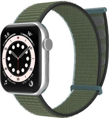 Produktbild von Strap-it Nylon-Schlaufenarmband - Passend für Apple Watch-Armbänder - Serie 1/2/3/4/5/6/7/8/9/10/11/SE - Olivgrün - Größen: 38 / 40 / 41 / 42 mm