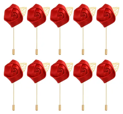 Künstliche Rosen-Boutonnieres, 24 Stück, rot, 9x4,5 cm