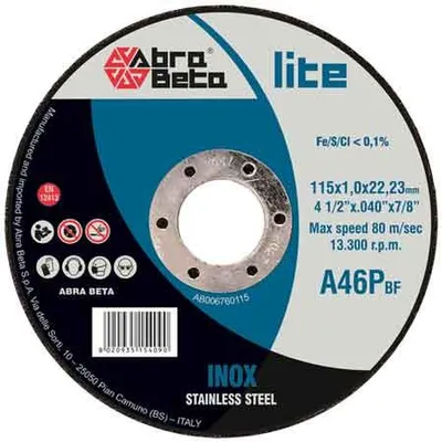 Immagine prodotto di DISCO DA TAGLIO PER INOX ABRA BETA Ø 125x1,0 mm
