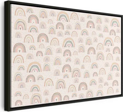 Produktbild von Italienischer Leinwand Leinwandbild - Spring - Pastel Rainbows with Hearts on a Rainy Day 120x80 cm Für Kinder e-A-10133-b-a