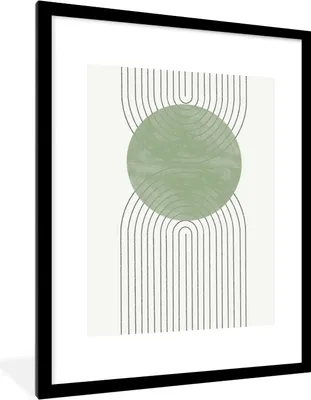 Produktbild von MuchoWow® Gerahmtes Poster Linien - Kreis - Grün - Abstrakt 60x80 cm - Poster mit Schwarzem Bilderrahmen Wandposter Rahmen Foto Bilder - Wohnzimmer - Dekorationen - Prämie