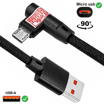 Produktbild von USB-A auf micro USB Ladekabel 90° Winkel Nylon kabel 30cm Kurz für Caterpillar CAT S50 Smartphone
