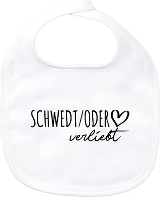Produktbild von Huuraa Baby Lätzchen Schwedt Oder verliebt White Klettverschluss  Baumwolle Latz Geschenkidee