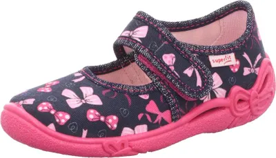 Produktbild von Superfit Kinder-Hausschuh Schleifen-Muster BELINDA Blau-Pink-Rosa, Farbe:blau, EU Größe:27