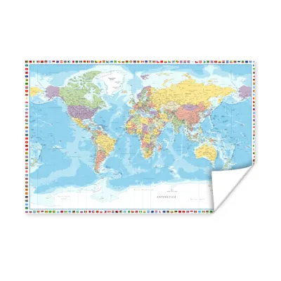Obrázok produktu pre MuchoWow® Plagát - Mapa sveta - Vlajka - Politika - 180x120