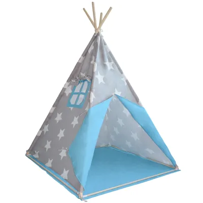 Obrázek produktu pro Dětský stan teepee s příslušenstvím, modro/šedý