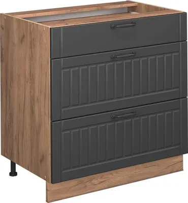 Produktbild von Küchenunterschrank Vicco Fame-Line Dunkelgrau 80 cm mit 3 Schubladen, AP Anthrazit, Model 57041