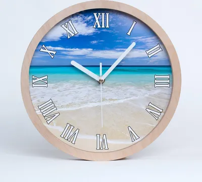 Produktbild von Holzuhr 25fi cm wanduhr - weiße Spitzen - tropischer Strand