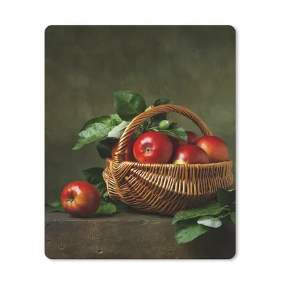 Produktbild von MuchoWow® Mauspad Mousepad Rustikal - Apfel - Obst - Rot - Korb - Stilleben 30x40 cm - Mousepads - Maus Mat - Pad - Mausunterlage - Mausmatten