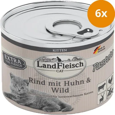 Zdjęcie produktu dla Landfleisch 9106439, Kocięta, Każda rasa, Wołowina, Kurczak, 195 g