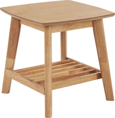Zdjęcie produktu dla BELIANI Stolik pomocniczy jasnobrązowy blat z MDF kwadratowy 50 x 50 cm meble do salonu tradycyjny design
