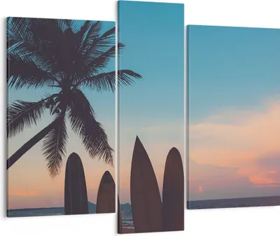 Produktbild von Bild auf Leinwand - Leinwandbild - Strand Meer Palme - 95x80cm - Wand Bild - Wanddeko - Wandbilder - Leinwanddruck - Bilder - Kunstdruck - Wanddekoration - Leinwand bilder - Wandkunst - CB95x80-4080