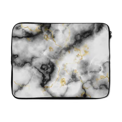 Produktbild von MuchoWow® Laptop Hülle 17 Zoll Laptoptasche Achat - Gold - Marmor - Edelsteine - Zipper - Schutzabdeckung