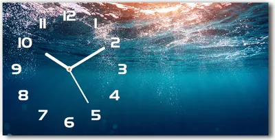 Produktbild von Wanduhr aus Glas – 60x30 cm - Glasbild - Glasuhr - Gehärtetes Glas - weisse-zeiger - Unterwasserwelt