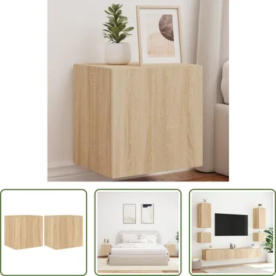 Produktbild von The Living Store TV-Wandschränke mit LED-Leuchten 2 Stk. Sonoma-Eiche