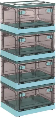 Produktbild von Azomor® Set von vier faltbaren Aufbewahrungsboxen mit Rollen und Deckeln für vielseitige Verwendung