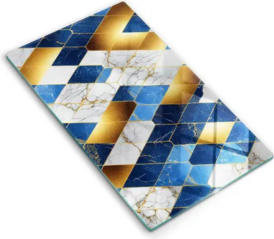 Produktbild von Abdeckung Glas - Küchenabdeckung - 30x52 cm - Abdeckplatte - Goldene Marmorrauten