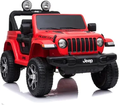 Zdjęcie produktu dla Pojazd dla dzieci - samochód elektryczny "Jeep Wrangler Rubicon" - licencjonowany - akumulator 12V10AH + 4 silniki + 2.4Ghz + skórzane siedzenie + EVA - czerwony