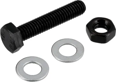 Produktbild von Set: Sechskantschraube M6x30 mit Mutter und Unterlegscheiben in Schwarz - DIN933, 125, 934
