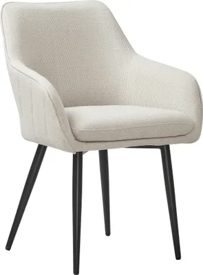 Produktbild von SalesFever Esszimmerstuhl | Bezug Strukturstoff | Stuhlbeine Metall | B 61 x T 60 x H 85 cm | beige – schwarz