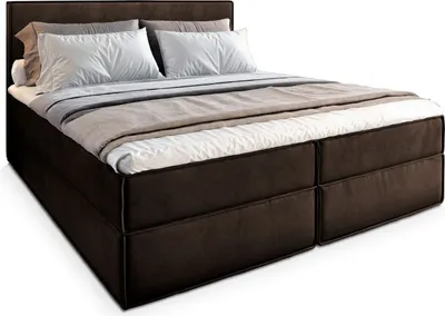 Produktbild von Masseno Boxspringbett PELLIO 180x200 cm Komplett-Set mit Bonell Matratze und Topper, Polsterbett mit Bettkästen -Braun, MONOLITH 29