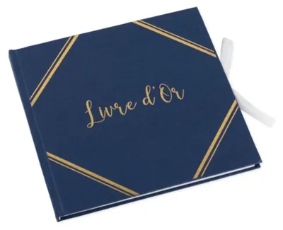 Gästebuch 21 cm, blau und gold, 64 Seiten