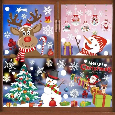 Produktbild von Weihnachtsfensterbilder selbstklebend mit Schneeflocken