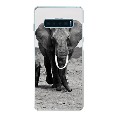 Produktbild von MuchoWow® Handyhülle Schutzhülle Hülle für Samsung Galaxy S10 Lite Elefant - Kind - Schwarz - Weiß Silikon Softcase Handy Hülle - Schutz
