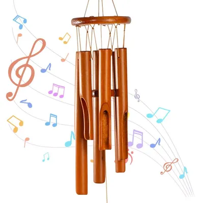 Immagine prodotto di Campanello a vento in bambù, 33 cm, da appendere, ideale per giardino, balcone, terrazza e decorazione d'interni