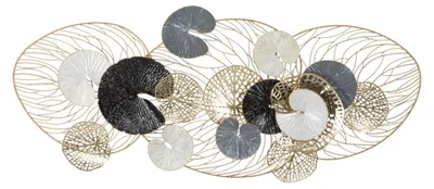 Produktbild von Dekorative Wandpaneele von Luxy, 124,5 x 9,5 x 55 cm – Glamouröses Wandpaneel aus Eisen mit Blattmuster – Dreidimensionale Dekoration